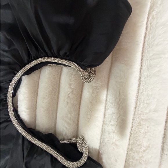 STAUD Black One-Shoulder Evening Gown with Rhinestone Halter - Picture 7 of 8